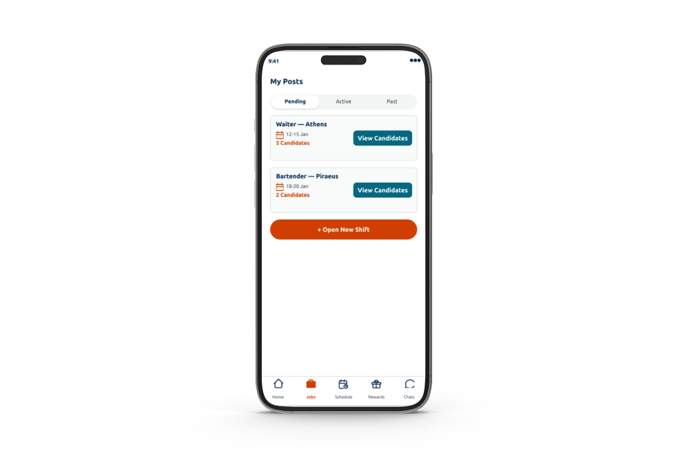 Employer dashboard mockup